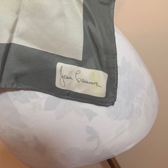 Jean Casauave Yellow , Black, White and Gray Vintage Scarf - Picture 2 of 6